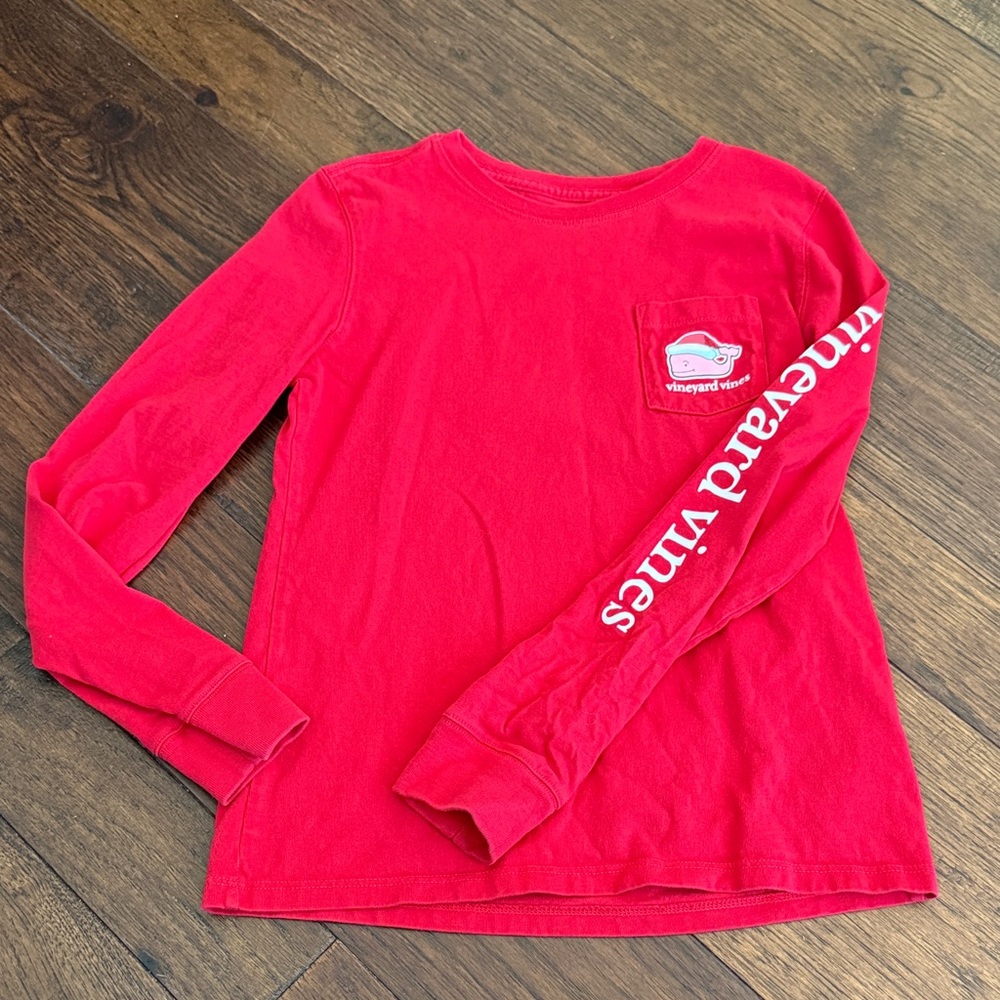 Vineyard Vines Kids Bright Red Long Sleeve Tee